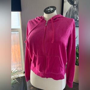Fashion, nova, hot pink velour velour zip up hoodie